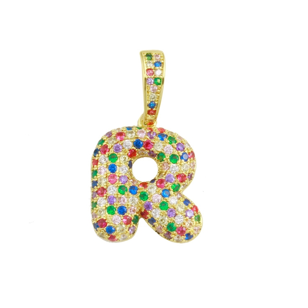 18K Vermeil Rainbow Bubble Initial Charm