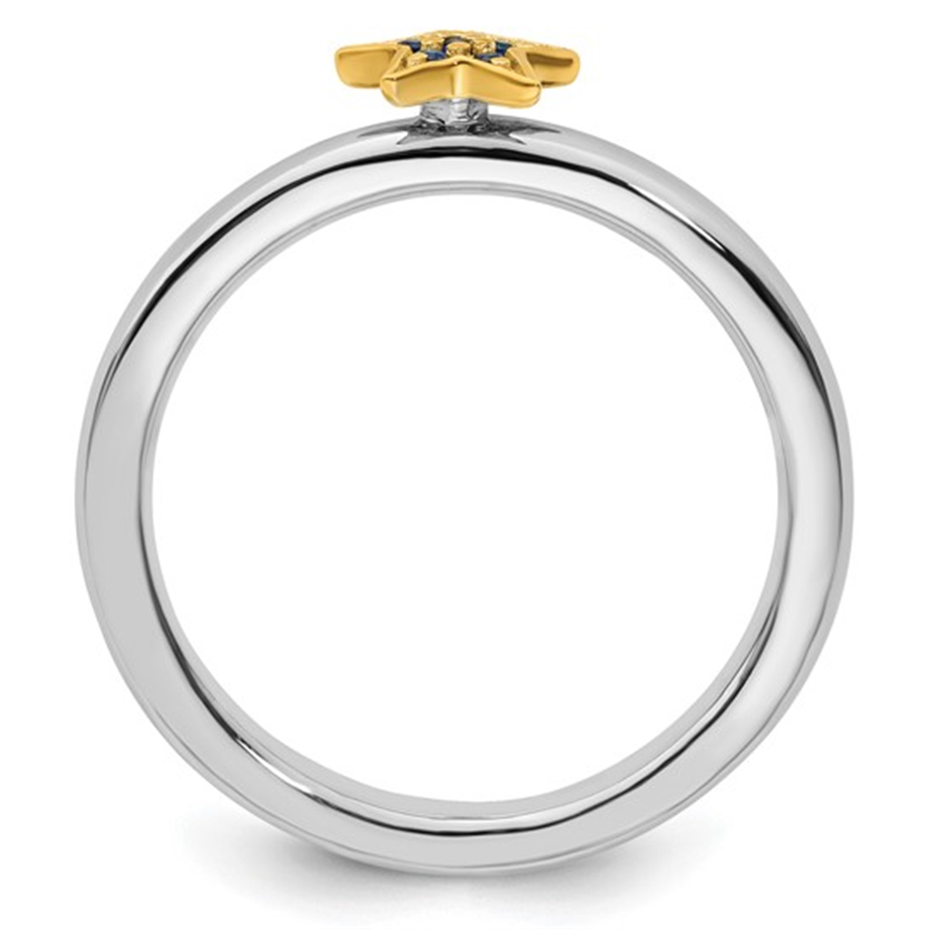 Sterling Silver & 14K Vermeil Sapphire Star Ring