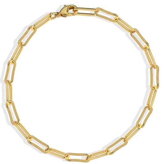 18K Gold Plated Large Paperclip Link Bracelet