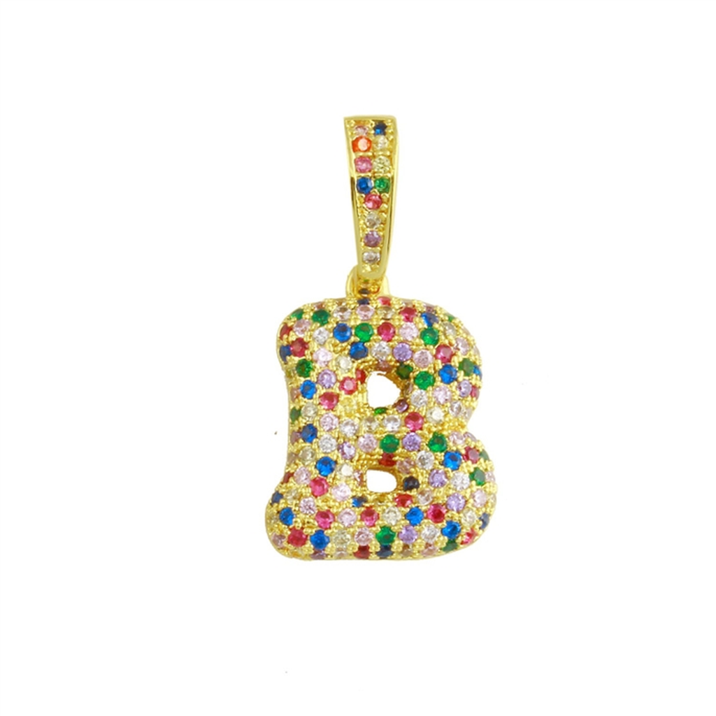 18K Vermeil Rainbow Bubble Initial Charm