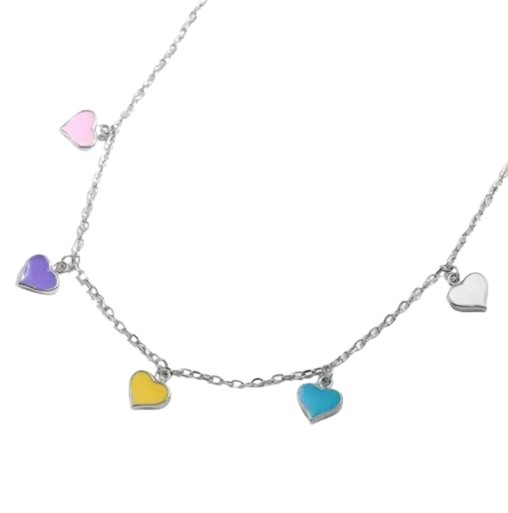 Sterling Silver Enamel Heart Necklace