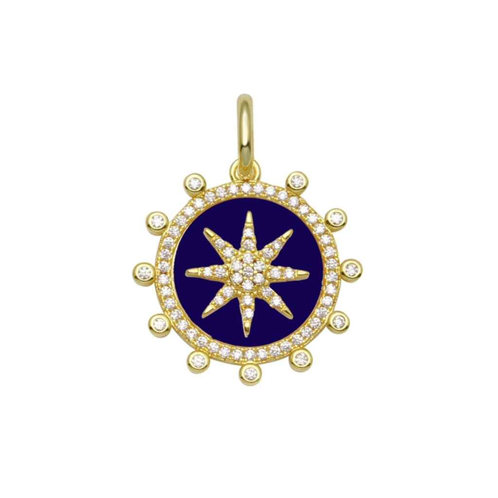 18K Vermeil Navy Enamel Compass Charm