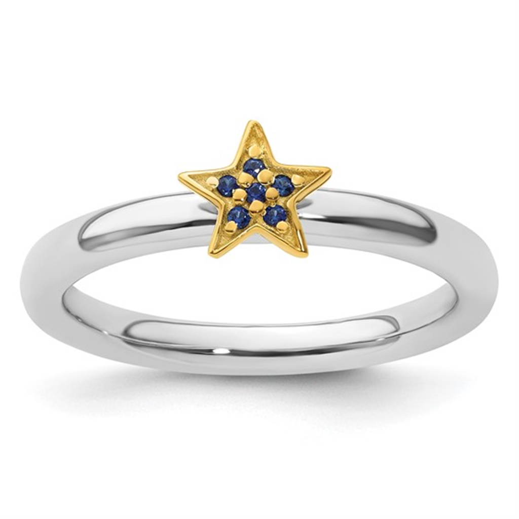 Sterling Silver & 14K Vermeil Sapphire Star Ring