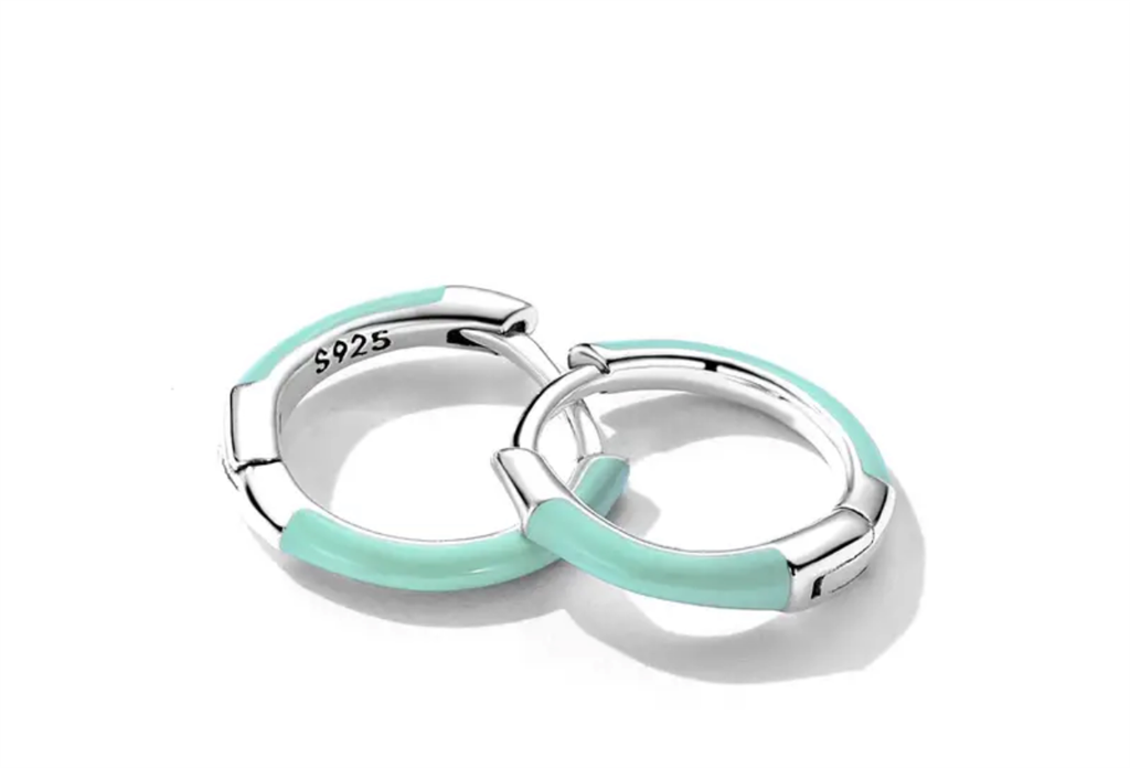 Sterling Silver & Enamel Sarah Hoop Earrings