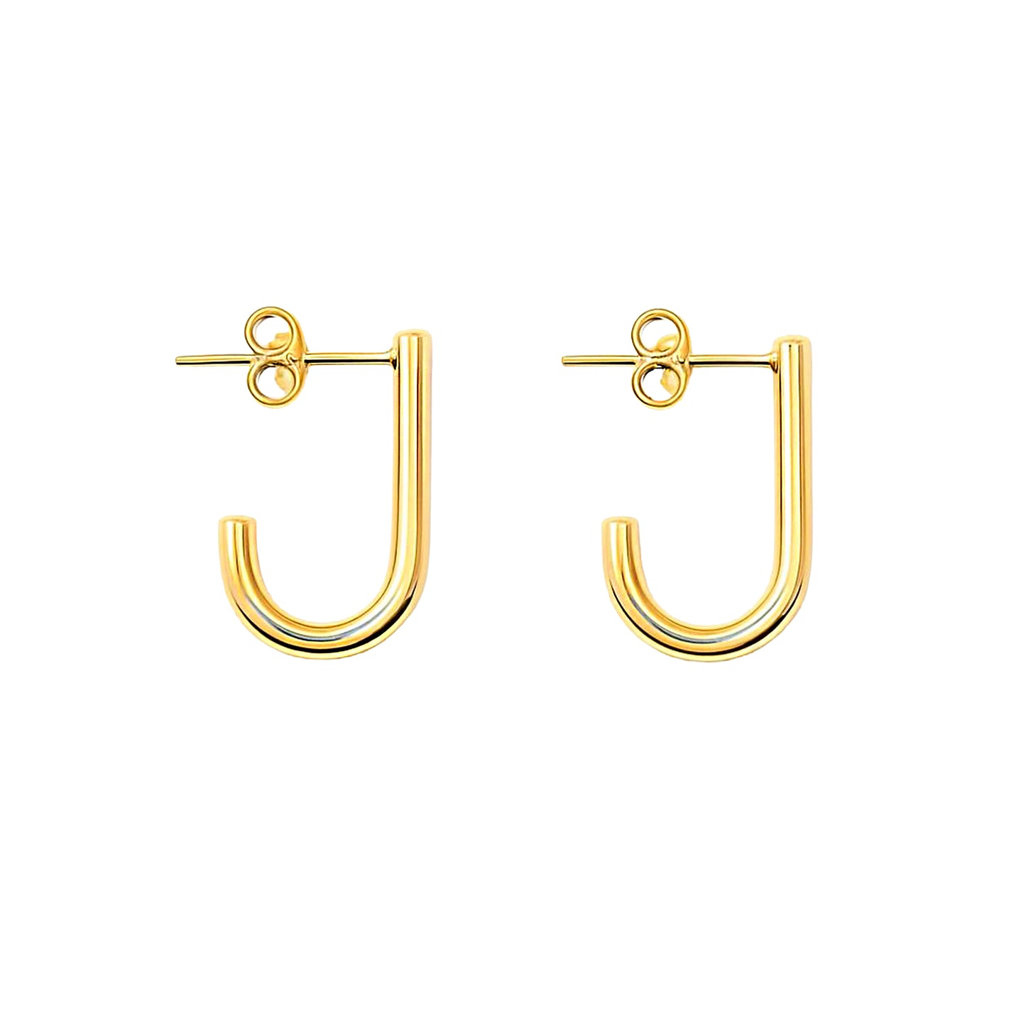 Gold Vermeil J Hoop Posted Earrings