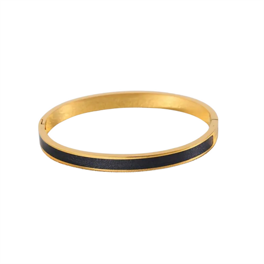 18K Vermeil Black Shimmering Enamel Bangle