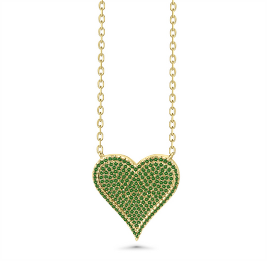 14K Vermeil Green Heart Pendant Necklace