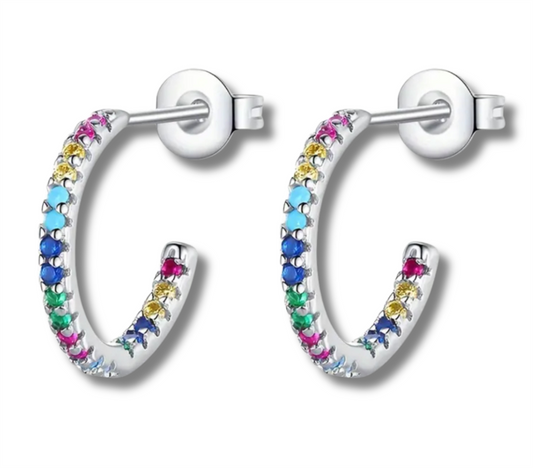 Sterling Silver Confetti Hoops