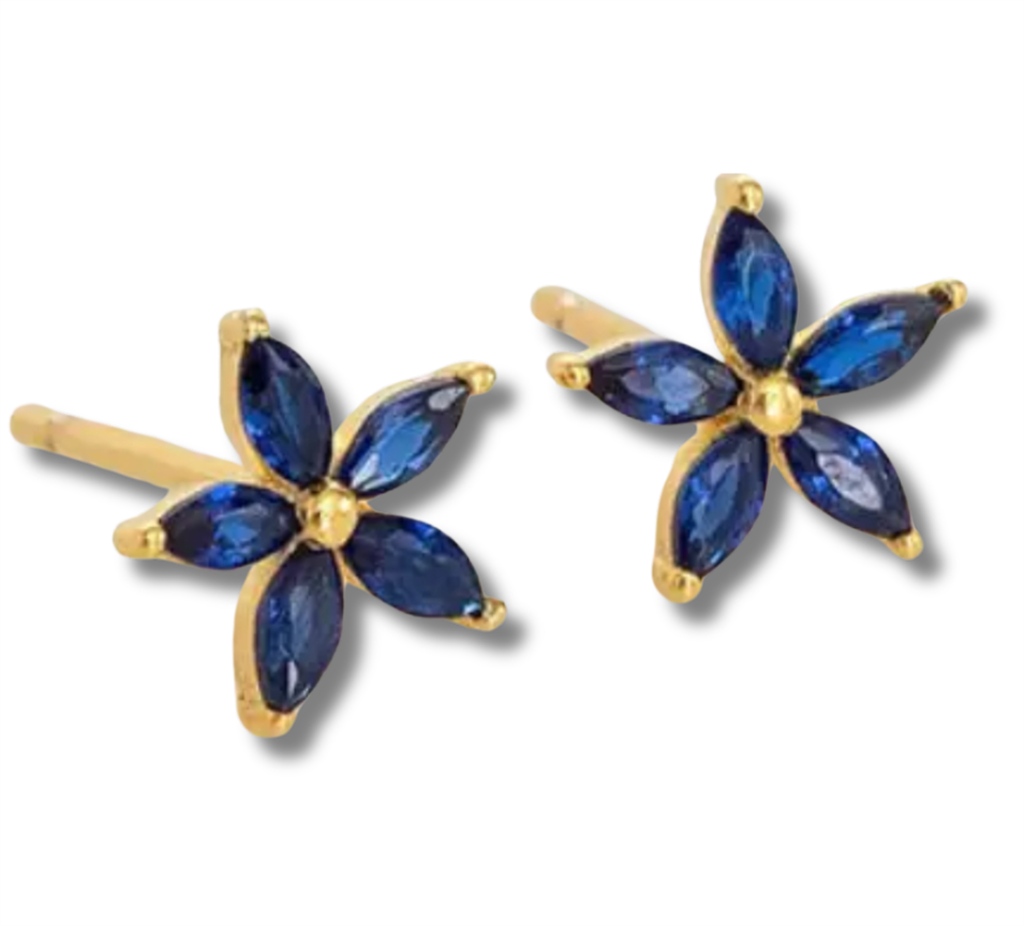 14K Vermeil Blue Flower Earrings