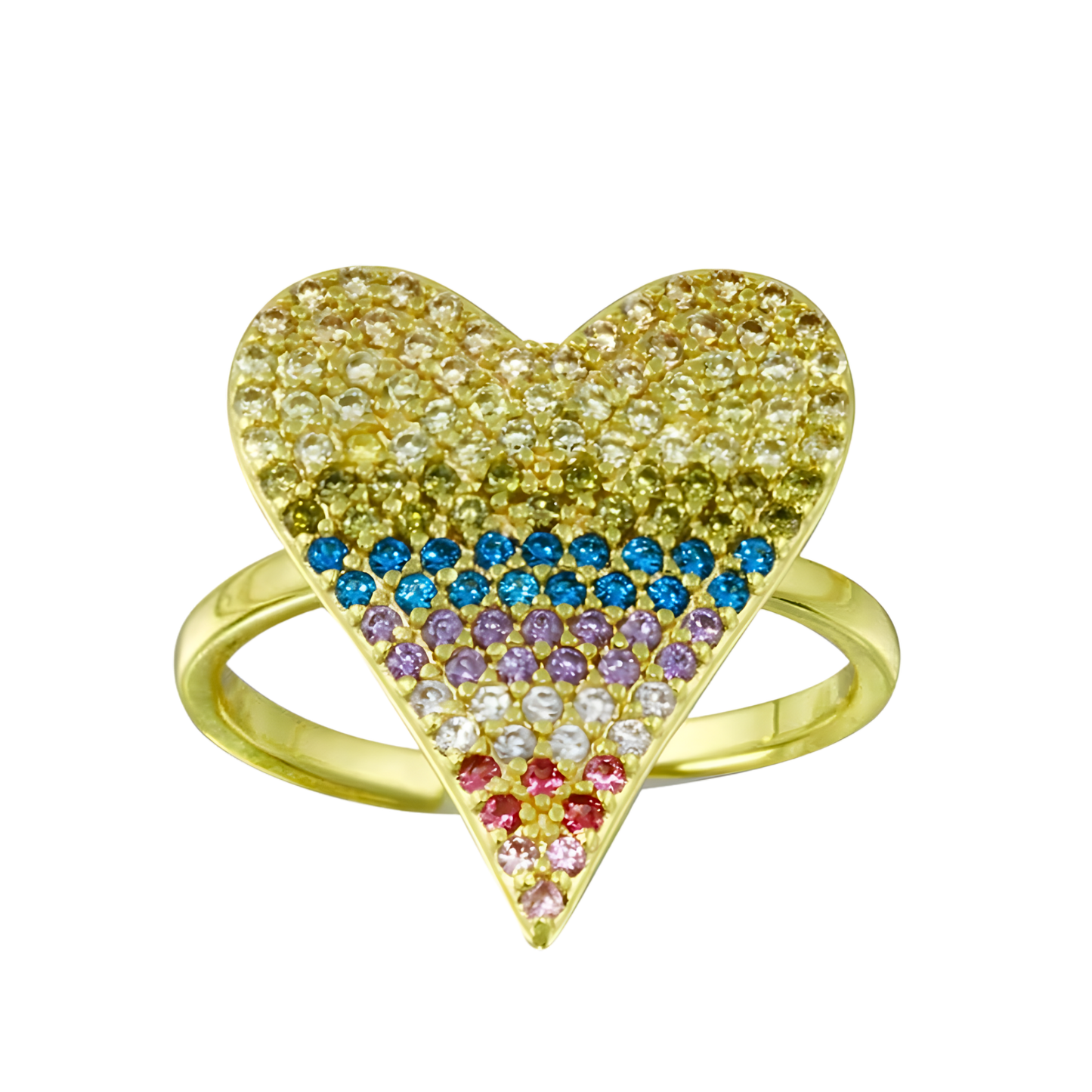 Gold Vermeil Marla Rainbow Pavé Heart Ring