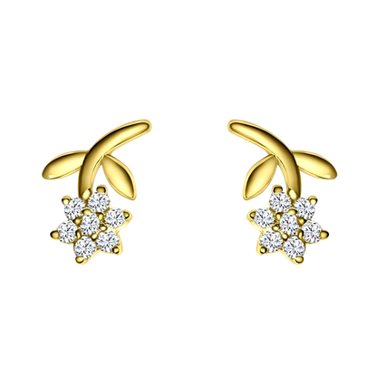 Gold Vermeil Mariah Flower & Stem Earrings