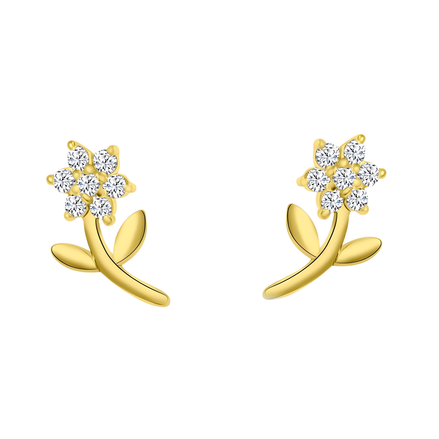 Gold Vermeil Mariah Flower & Stem Earrings