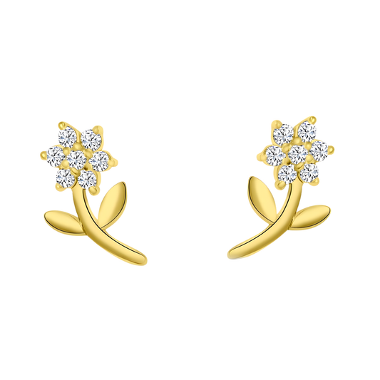 Gold Vermeil Mariah Flower & Stem Earrings
