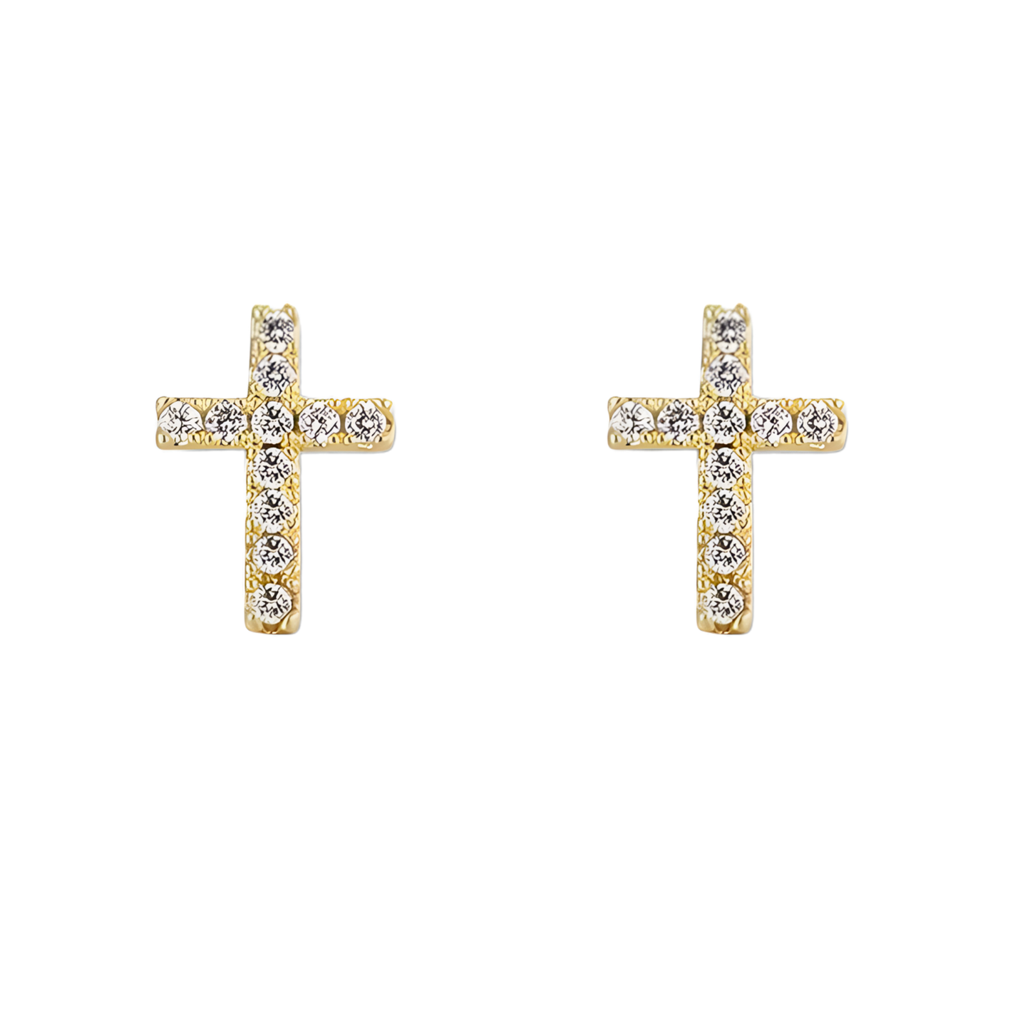 Gold Vermeil Maria Pave Cross Stud Earrings