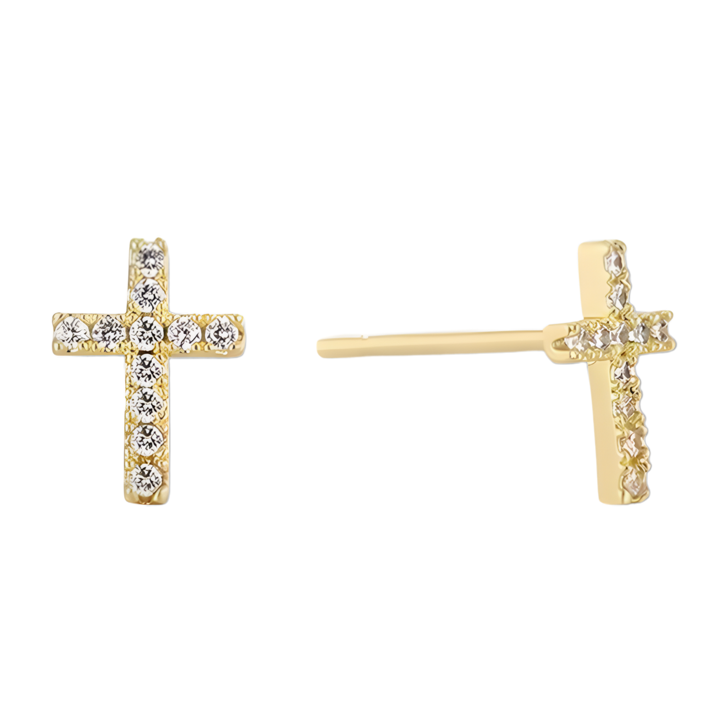 Gold Vermeil Maria Pave Cross Stud Earrings