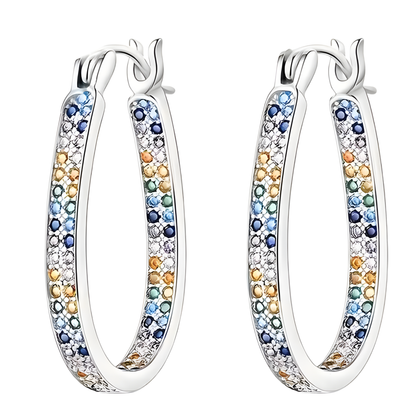 Sterling Silver Serena Oval Multicolor Inside/Outside Hoop Earrings