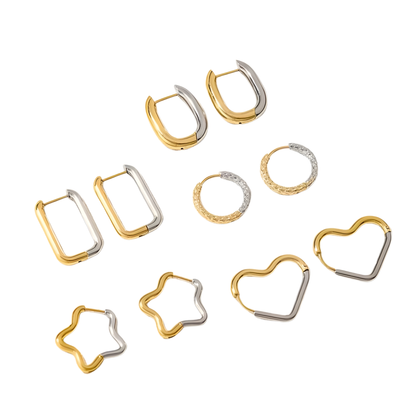 18K Two-Tone Lois Rectangular Hoop Earrings