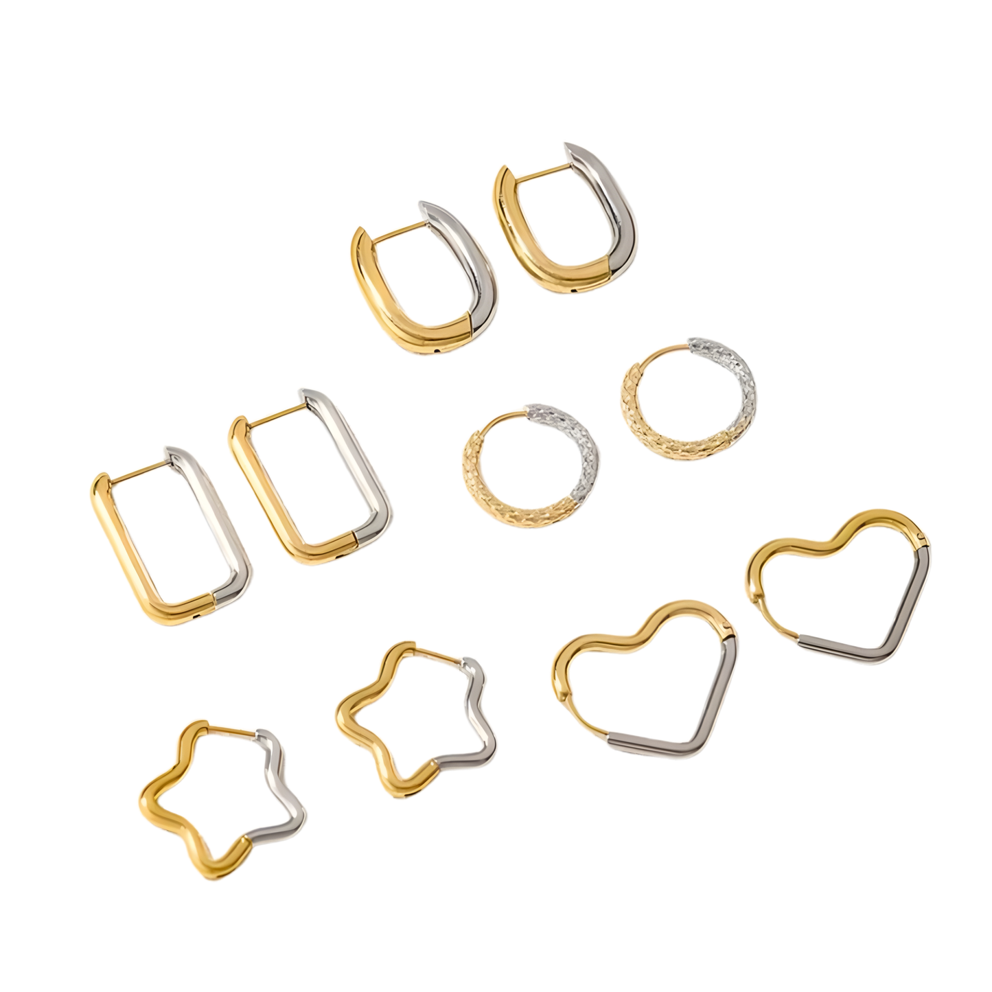 18K Two-Tone U-Shaped Lois Earrings