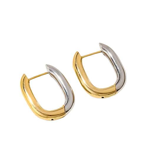 18K Two-Tone U-Shaped Lois Earrings