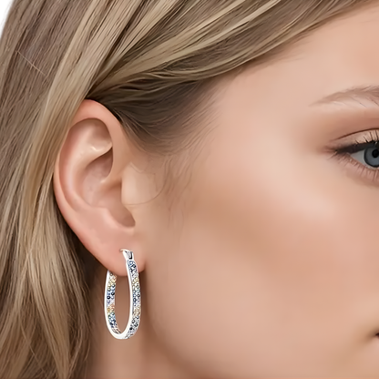 Sterling Silver Serena Oval Multicolor Inside/Outside Hoop Earrings