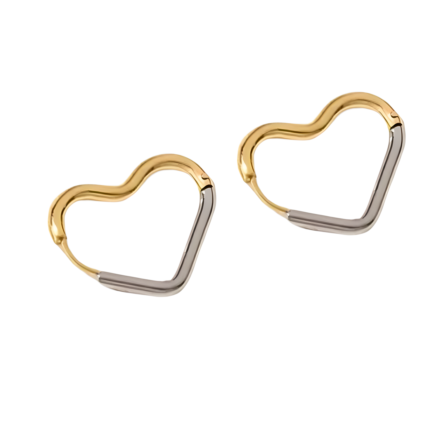 18K Two-Tone Lois Heart Hoop Earrings
