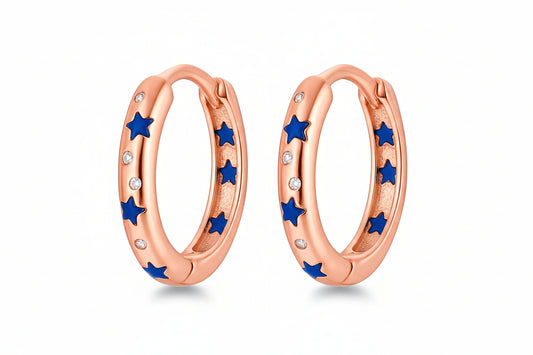 Rose Sterling Silver Starburst Small Hoop Earrings