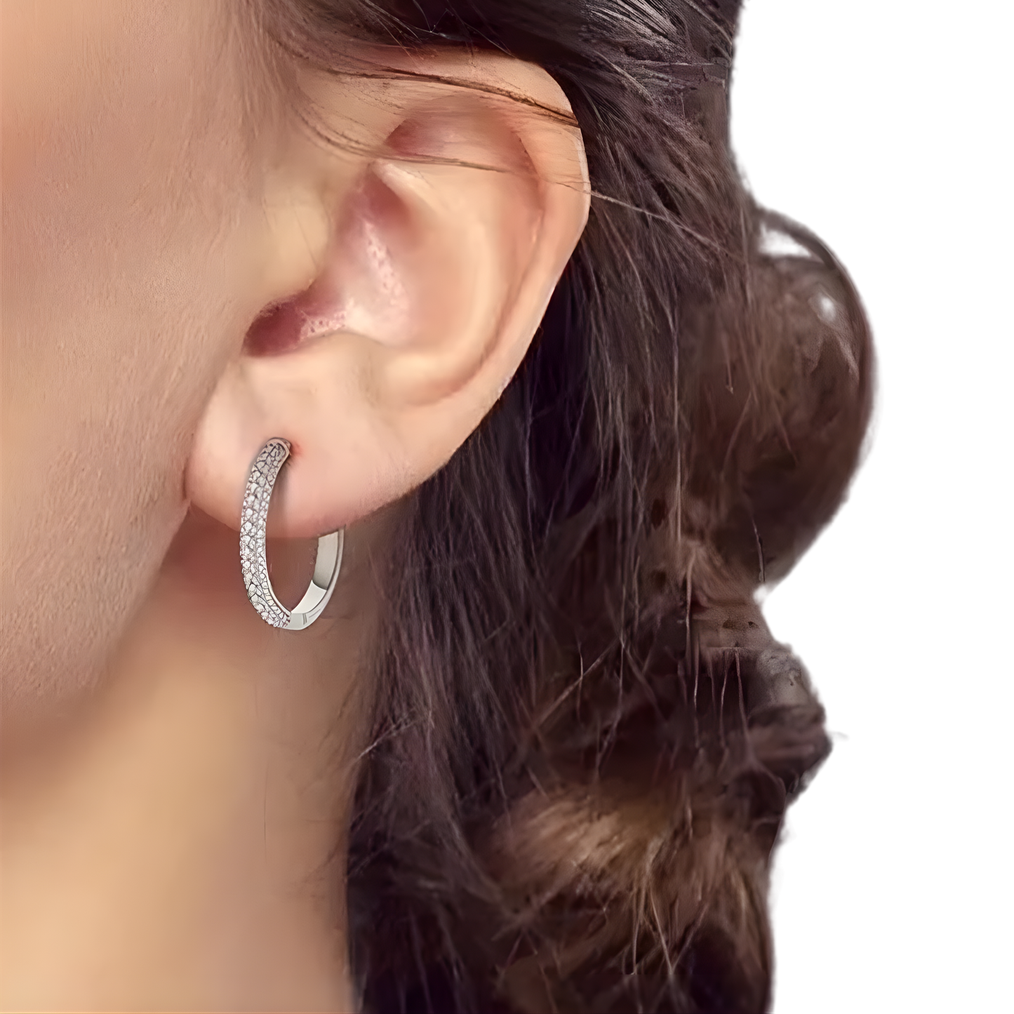 Sterling Silver Jena Pave Hoop Earrings