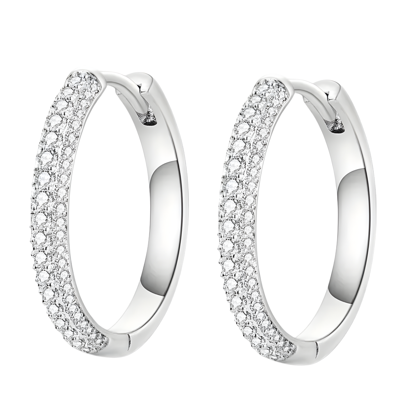 Sterling Silver Jena Pave Hoop Earrings