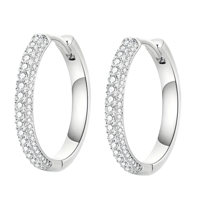 Sterling Silver Jena Pave Hoop Earrings