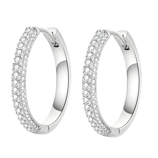 Sterling Silver Jena Pave Hoop Earrings