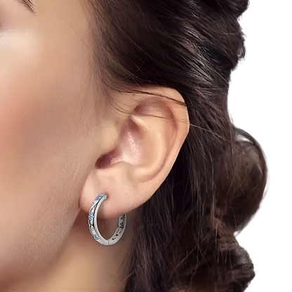 Sterling Silver Blue & White Hoop Earrings