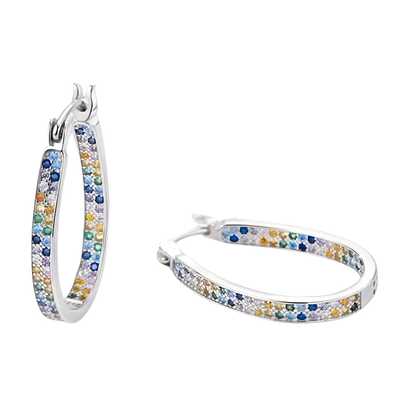 Sterling Silver Oval Hoop Earrings