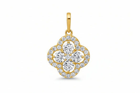 Gold Pavé Lucky Clover Halo Pendant