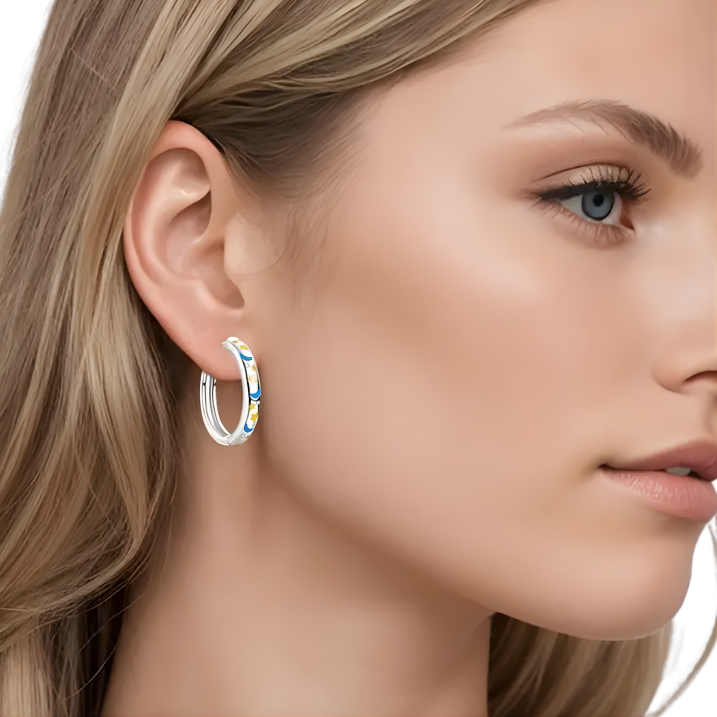 Sterling Silver Serena Moon & Star Glow Hoop Earrings