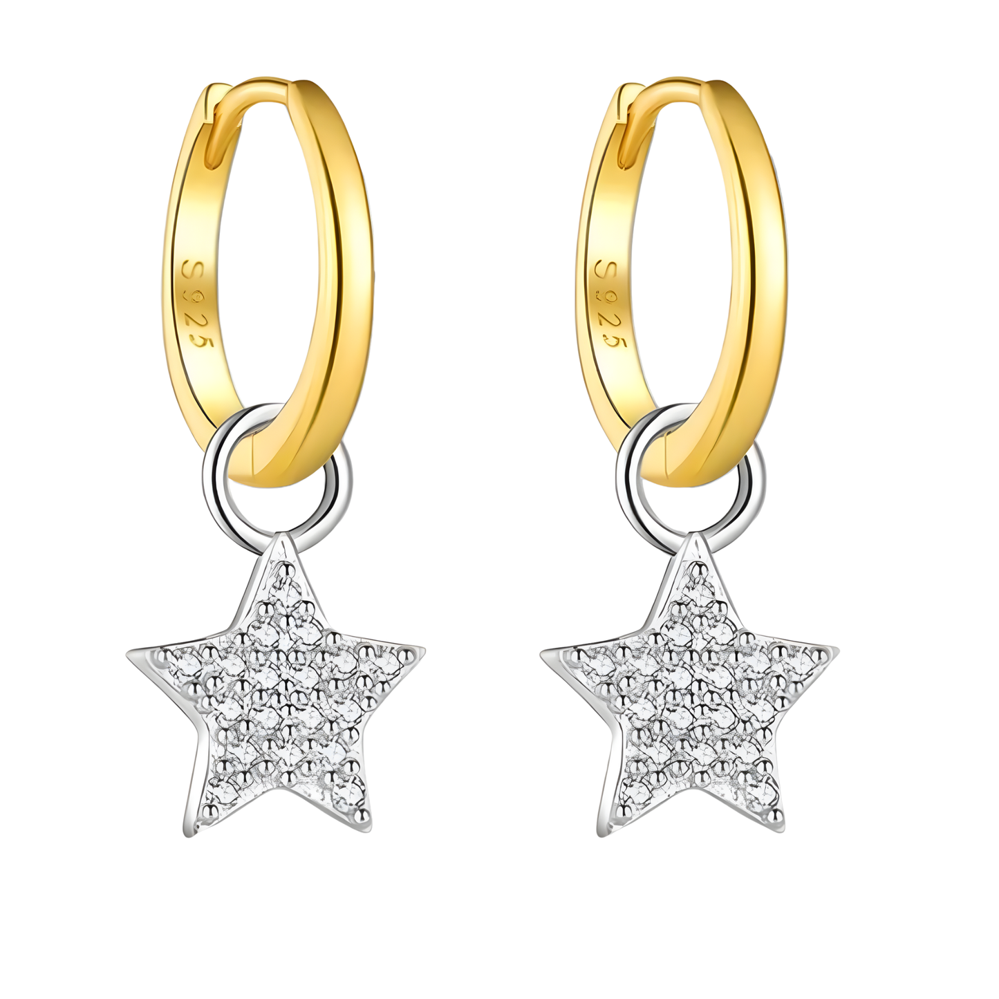 Sterling Silver & 14K Vermeil Star Drop Earrings