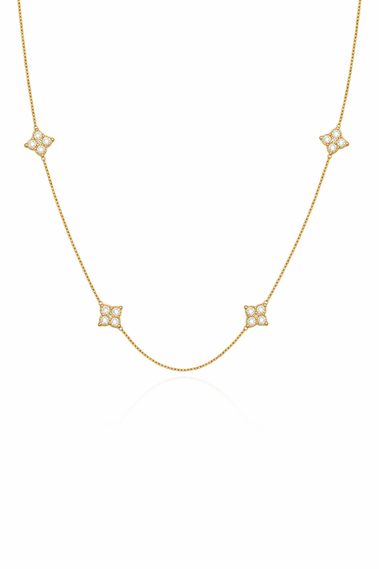 14K Gold Vermeil Flower Station Necklace