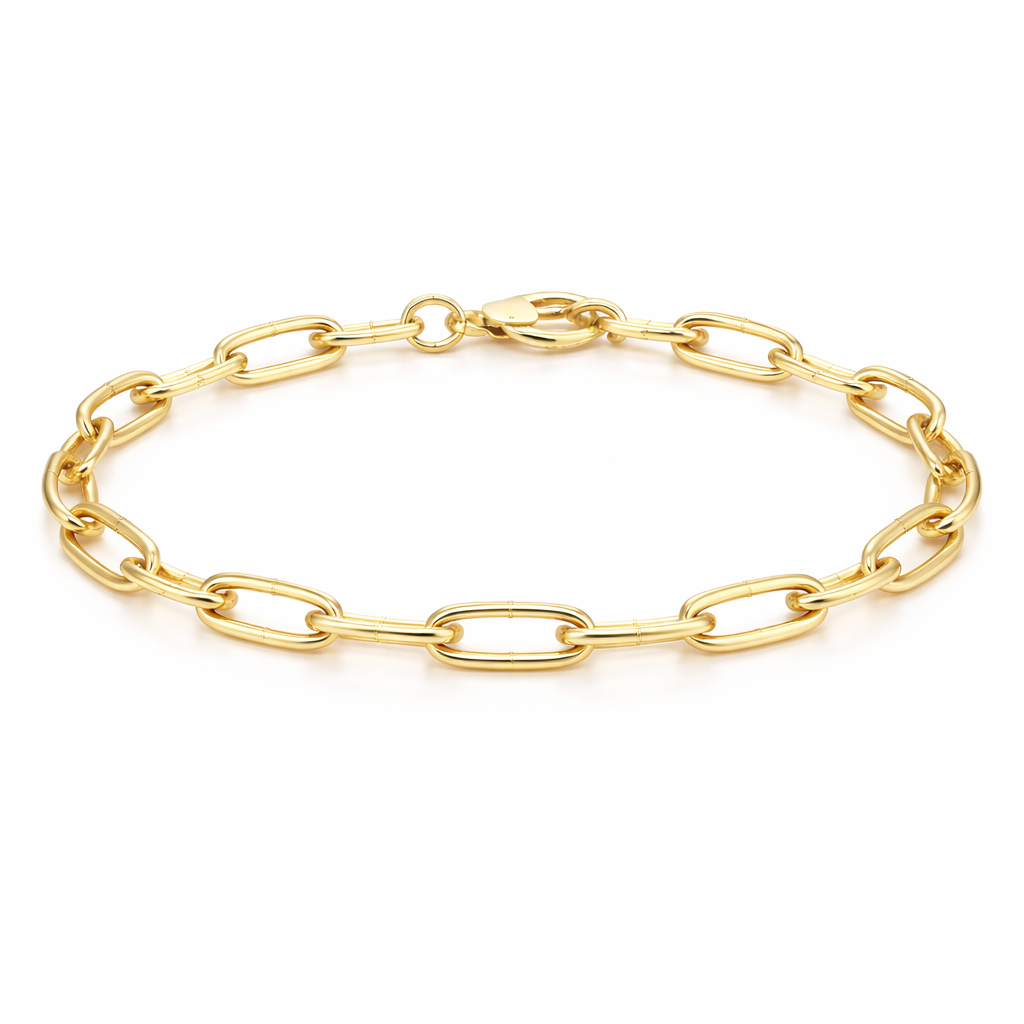 14K Gold Filled 6.2mm Oval Link Paperclip Bracelet