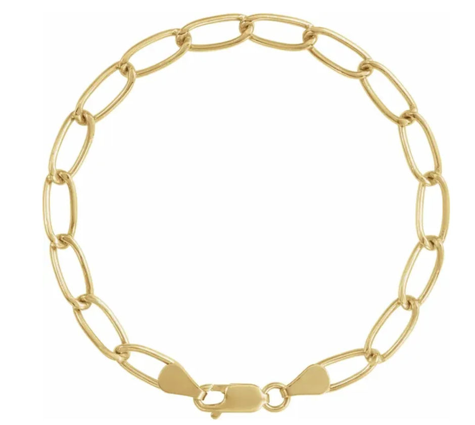 14K Gold Filled 6.2mm Oval Link Paperclip Bracelet