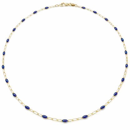 14K Gold Filled Blue Enamel Paperclip Chain Necklace