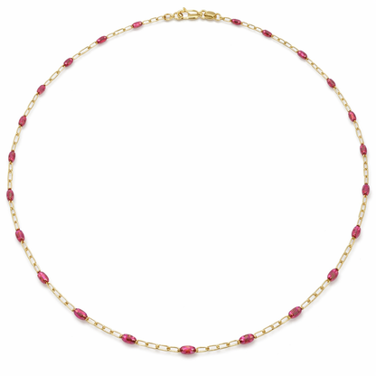 14K Gold Filled Blue Enamel Paperclip Chain Necklace