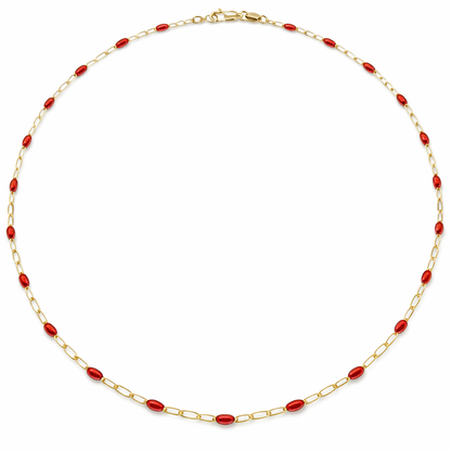 14K Gold Filled Blue Enamel Paperclip Chain Necklace