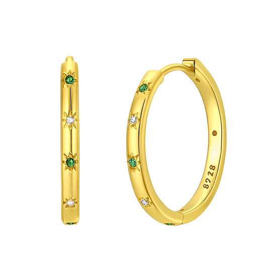 14K Gold Vermeil Celestial Starburst Hoop Earrings
