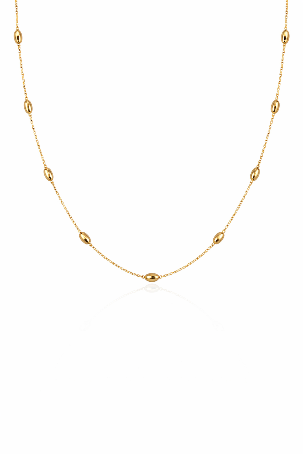 14K Gold Vermeil Oval Station Chain Necklace
