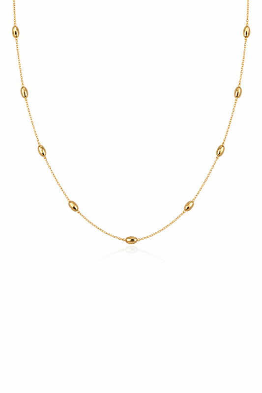 14K Gold Vermeil Oval Station Chain Necklace