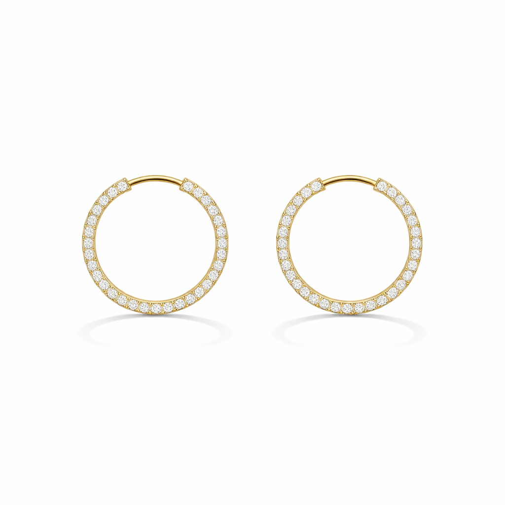 Gold Vermeil Pave Huggie Hoop Earrings