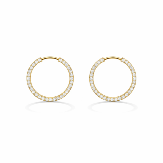 Gold Vermeil Pave Huggie Hoop Earrings