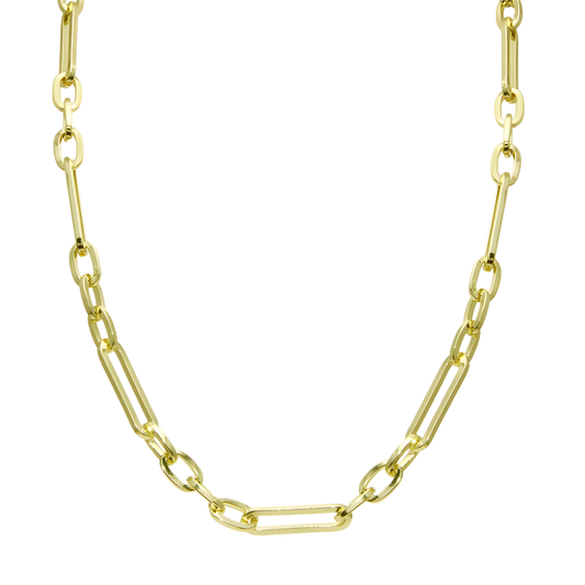 18K Elongated Paperclip Chain Necklace