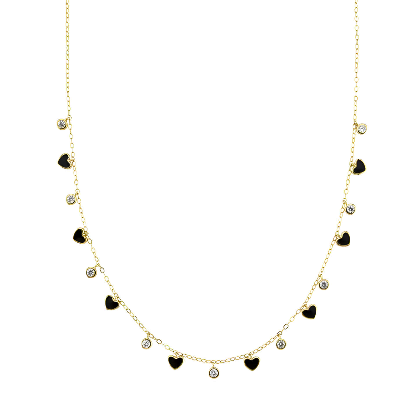 14K Vermeil Black Enamel Heart Necklace