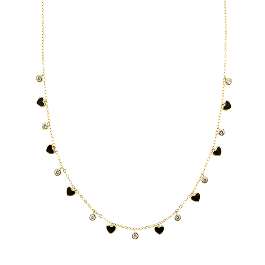 14K Vermeil Black Enamel Heart Necklace