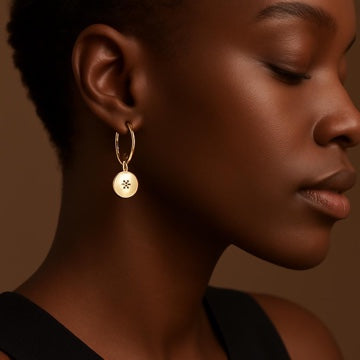 Gold Plated Stacey Diamond Shape Disc Drop Earrings